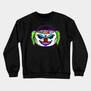 Sweets Bucket Scary Horror Clown Collecting On Halloween Crewneck Sweatshirt